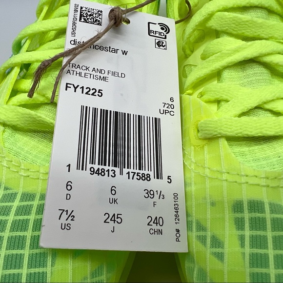 adidas Distancestar Womens Running Spikes - Track and Field, Yellow, Size 7.5 - Picture 7 of 7